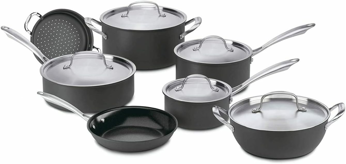 Cuisinart GG-12 GreenGourmet Hard Anodized 12-Piece Set, Black/Stainle