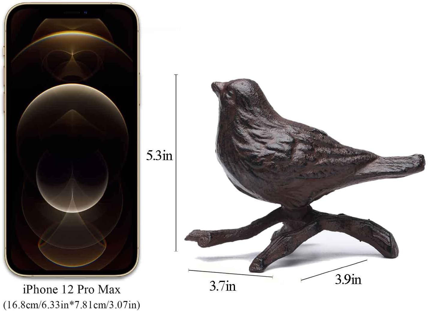 BRASSTAR Rustic Cast Iron Bird with Branches Statue Antique Garden Farmhouse Decoration Home Desk Figurine Replica Rust Color TQGJPT108