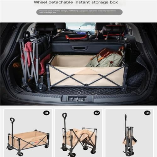 Portable Camping Cart,Folding Beach Trolley Cart for Outdoor Camping and Picnics Portable Shopping Cart with Small Pull Handle Red Color Option