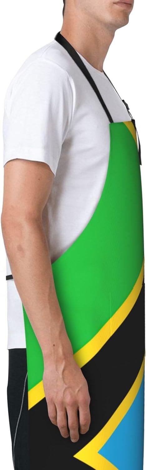 Tanzania Flag print Waterproof apron with pocket adjustable cooking ap