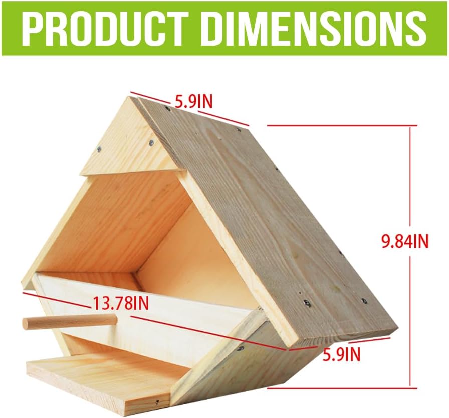 Weatherproof Cedar Dove Nesting Box - Outdoor Handmade Bird House with Triangular Entry | Attracts Mourning Doves