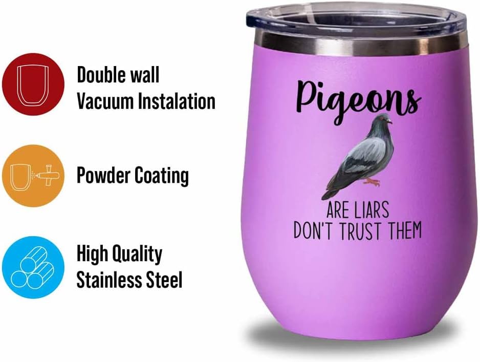 Bird Lover Pink Edition Wine Tumbler 12oz - Don't Trust pgeon - Hummin