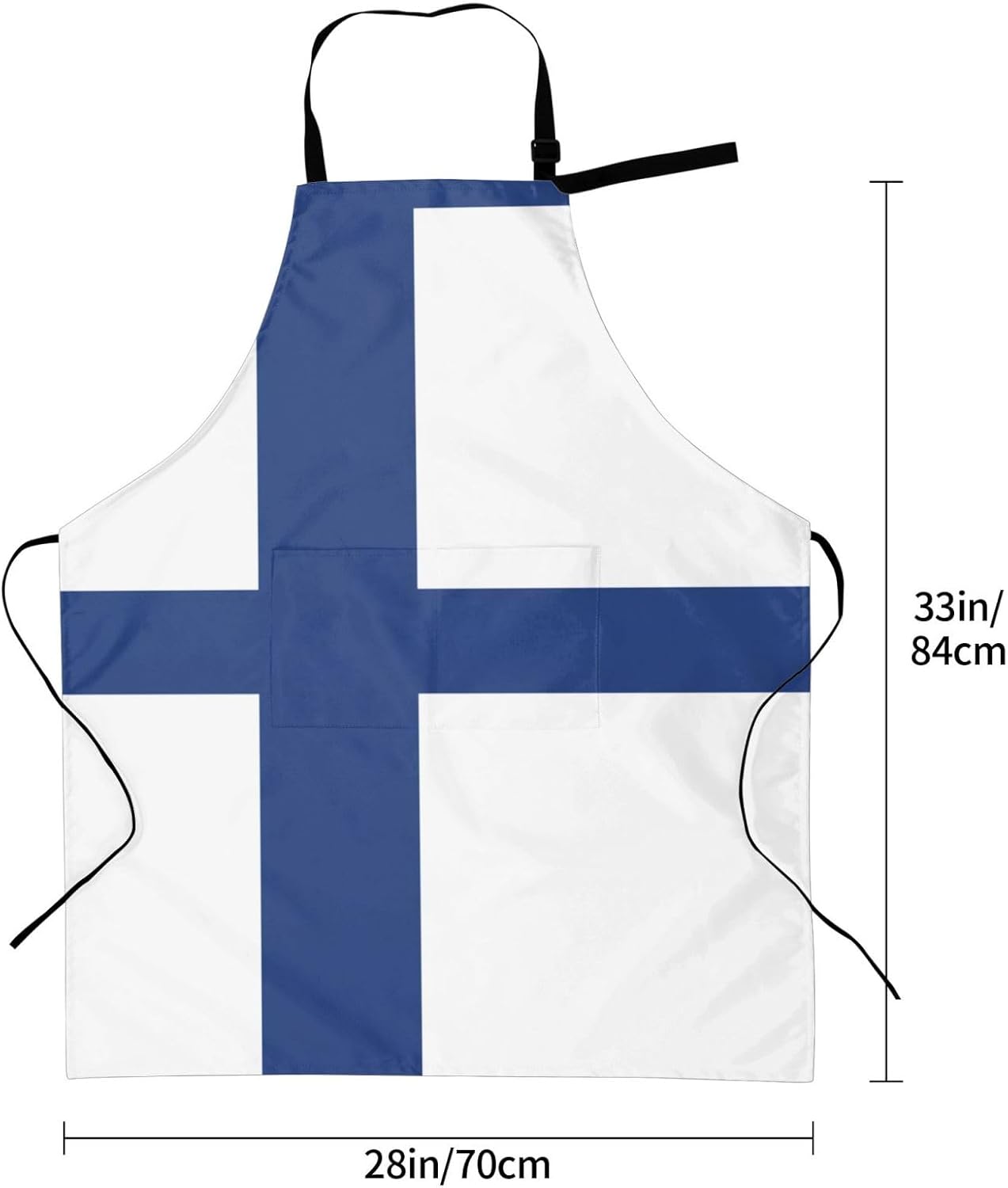 Finnish flag Print 28 x 33in Waterproof Apron with Pockets Fashionable Versatile Smock for Baking