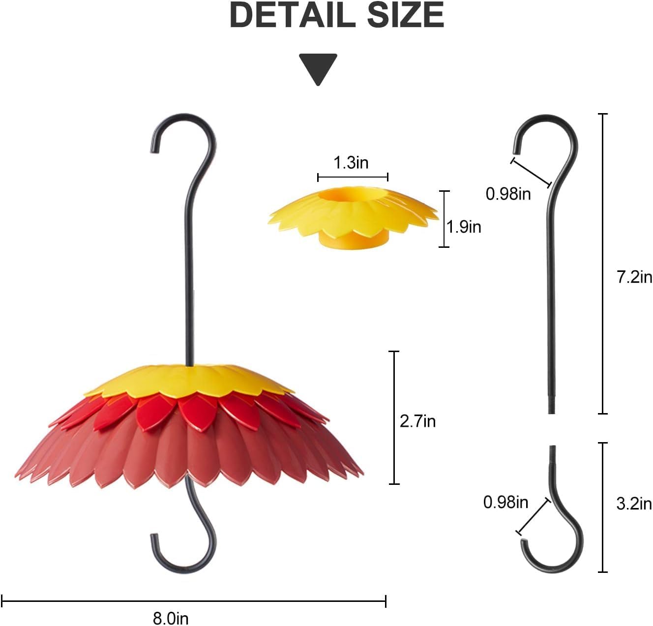 Bird Feeder Dome Covers for Rain Hummingbird Feeders Shade Baffle for Outside Ant Proof Red Hanging Weather Guard Umbrella for Small Wild Feeder, 8 inch