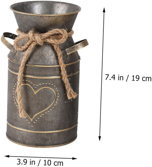 PRETYZOOM Iron Flowerpot Vintage Style Farmhouse Decor Galvanized Meta