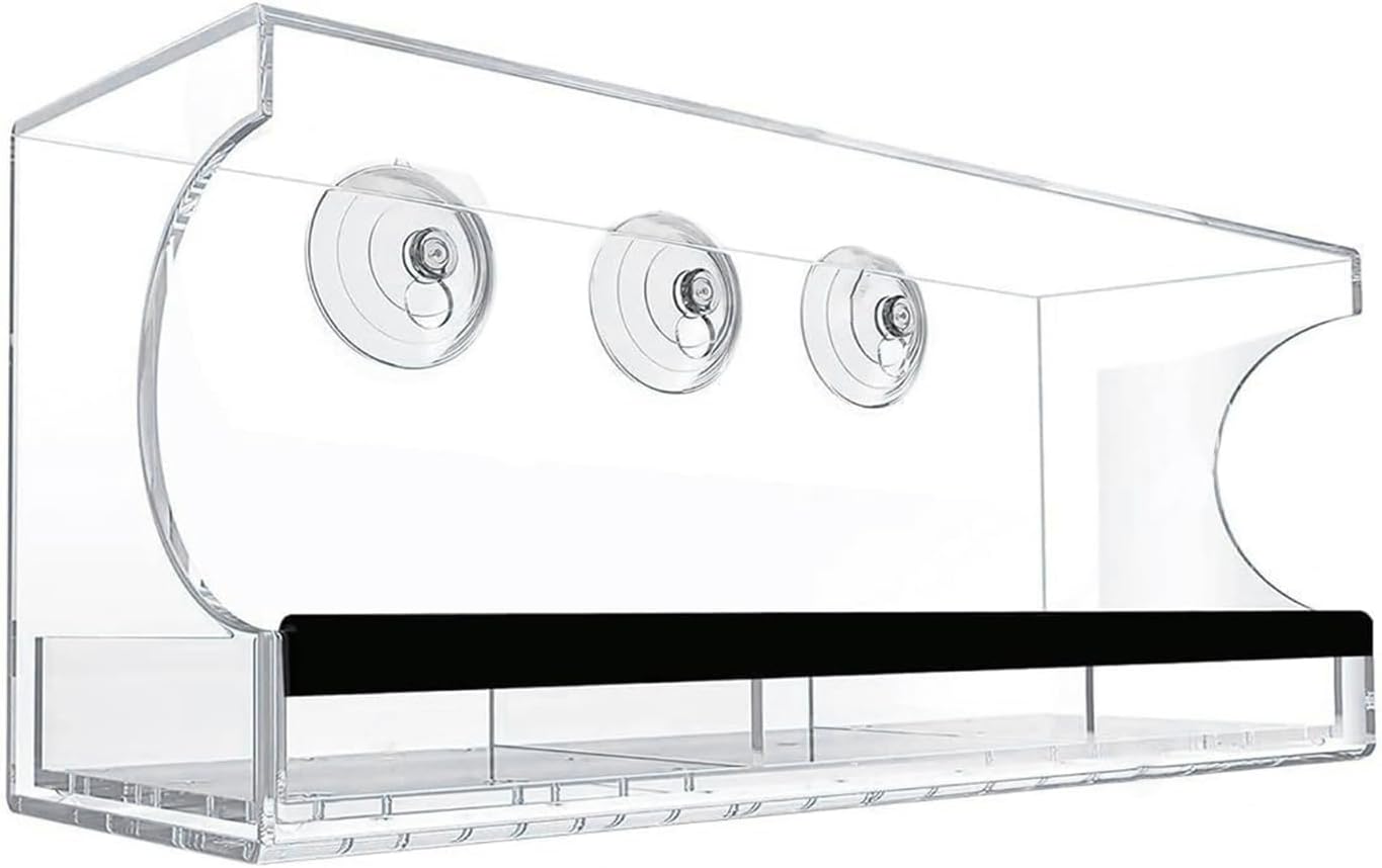 Bird Feeder Suction Cup Window – Spill-Proof Food Box | Acrylic Detachable Clear Window Bird Feeder for Indoor Viewing, Deck, Patio, Balcony, Kids' Observation, Garden, Home, Birds