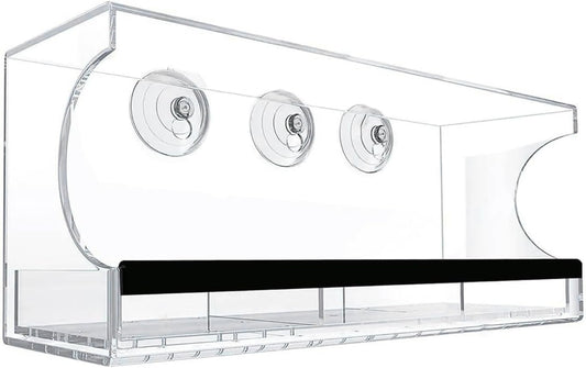 Bird Feeder Suction Cup Window – Spill-Proof Food Box | Acrylic Detachable Clear Window Bird Feeder for Indoor Viewing, Deck, Patio, Balcony, Kids' Observation, Garden, Home, Birds