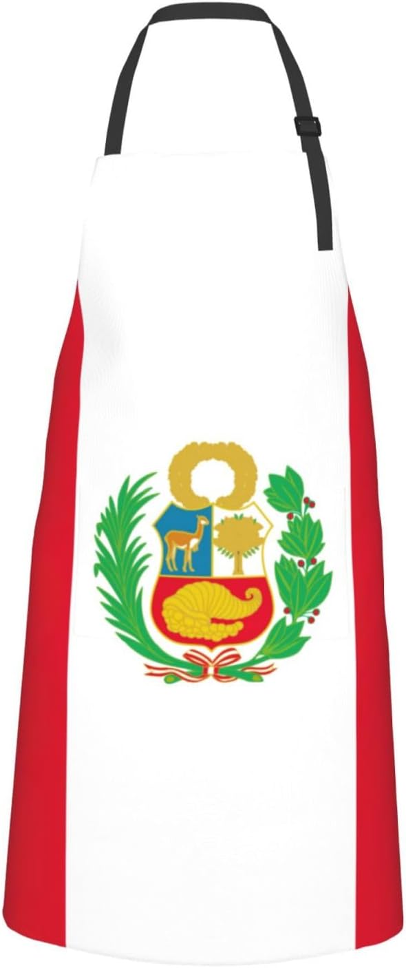 Flag of Peru print Waterproof chef's apron with pocket apron for kitchen cooking baking barbecue and gardening