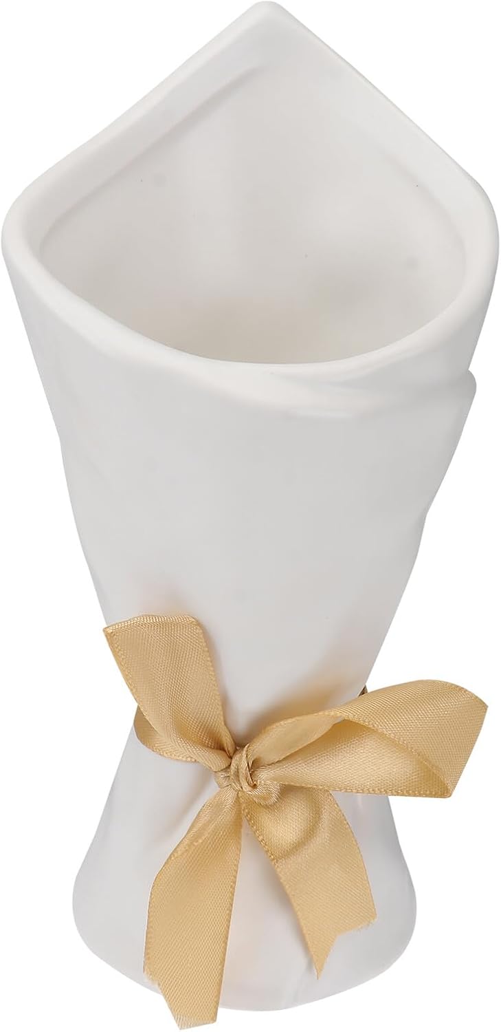 BESTOYARD Delicate Ceramic Flower Vase White Desktop Planter Creative Home Décor Pot for Living Room Table Decoration