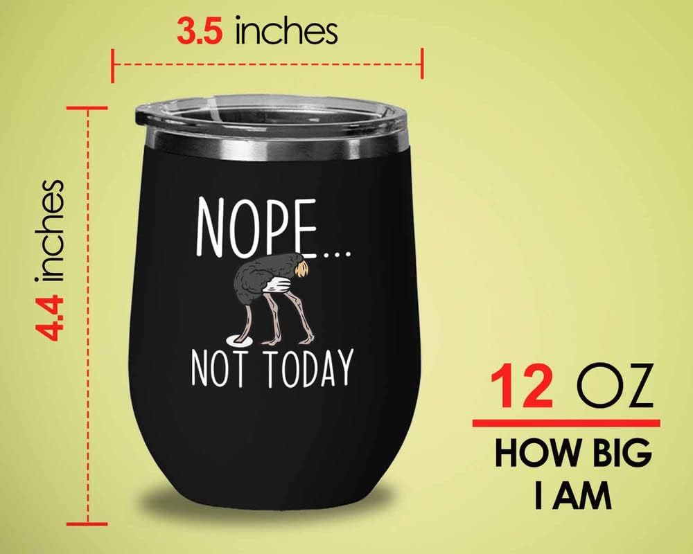 Bird Lover Black Edition Wine Tumbler 12oz - Nope not Today - Hummingb