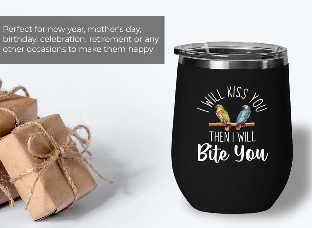 Bird Lover Black Edition Wine Tumbler 12oz - Kiss then bite you - Humm