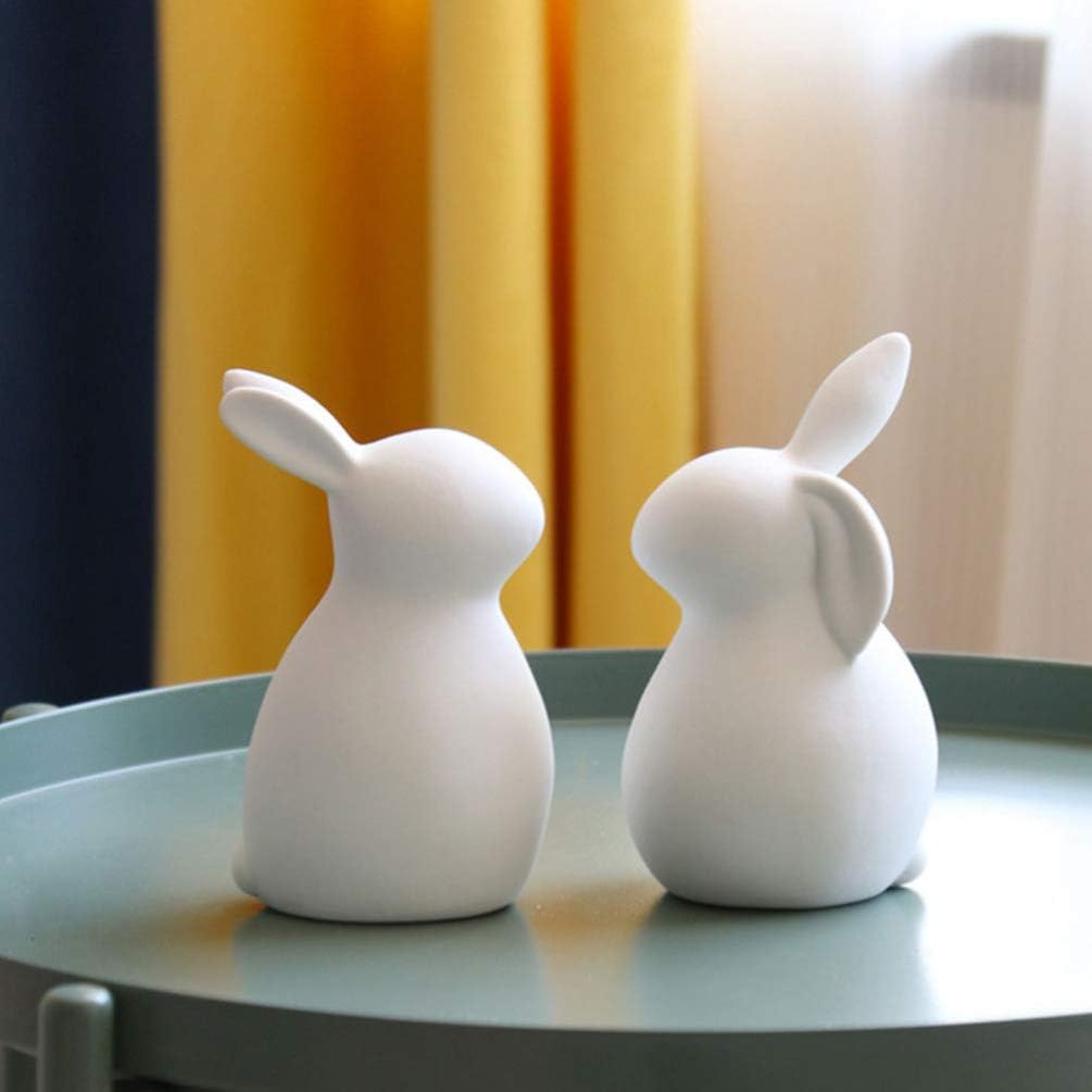 Homoyoyo Ceramic White Rabbit - Hand-Painted Ceramic Bunny Figurine El