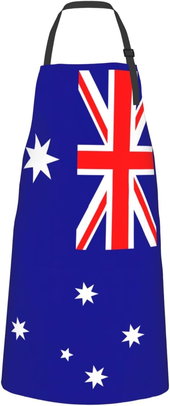 Australian flag print Waterproof chef's apron with pocket apron for kitchen cooking baking barbecue and gardening
