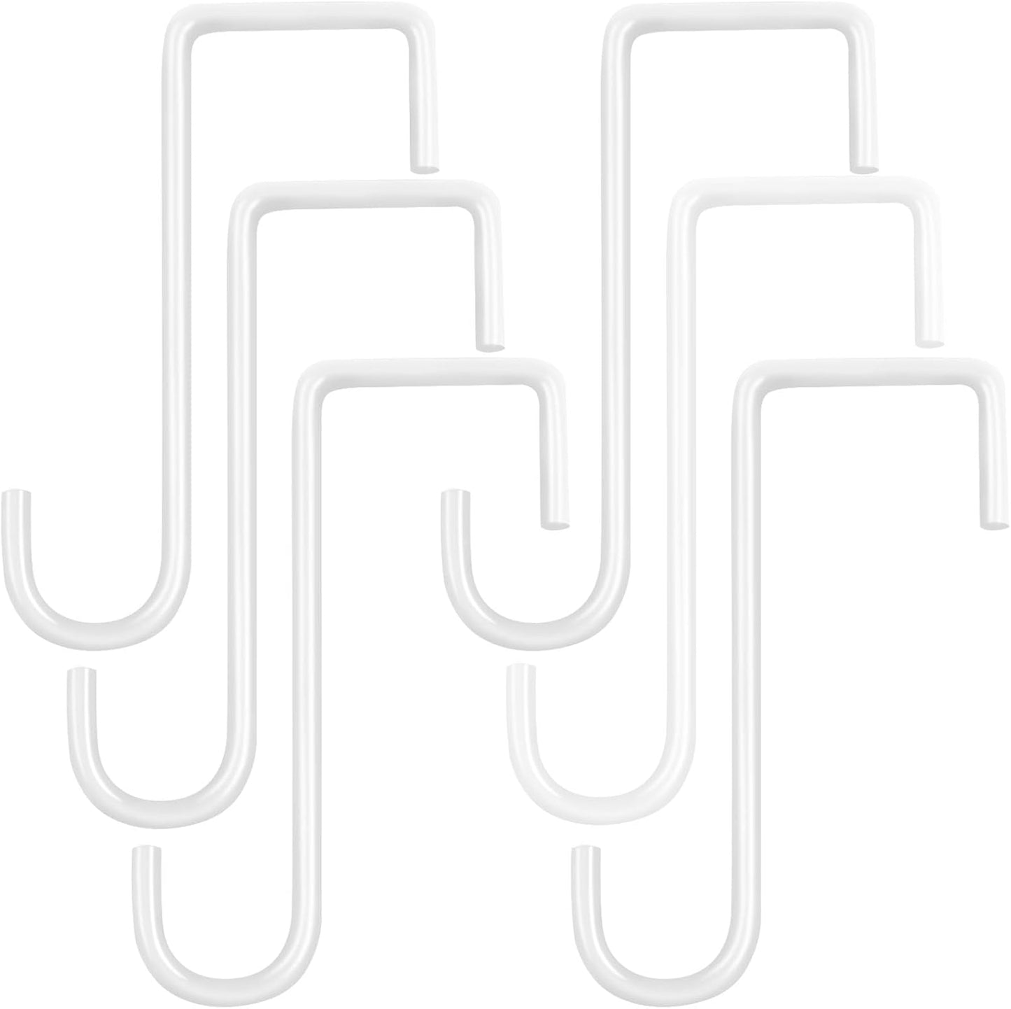 6 Pack 2 x 6 inch Vinyl Fence Hooks Patio Hooks White Powder Coated Steel Hangers fits Easily for Indoor & Outdoor Hanging Lights, Plants & Planters, Bird Feeder, Pool Equipment