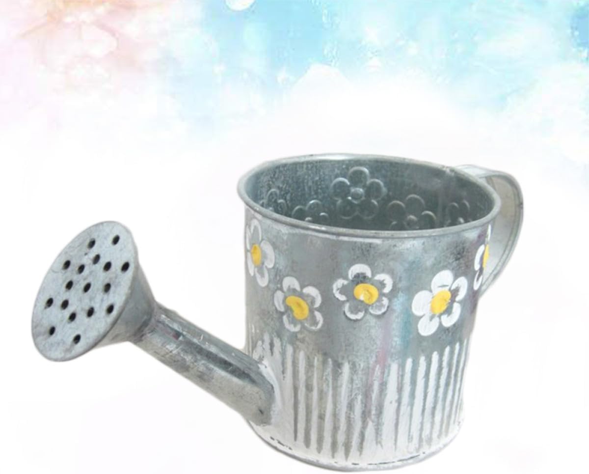 Milisten Iron Flower Vase Watering Pot Shape with Embossed Pattern, Me
