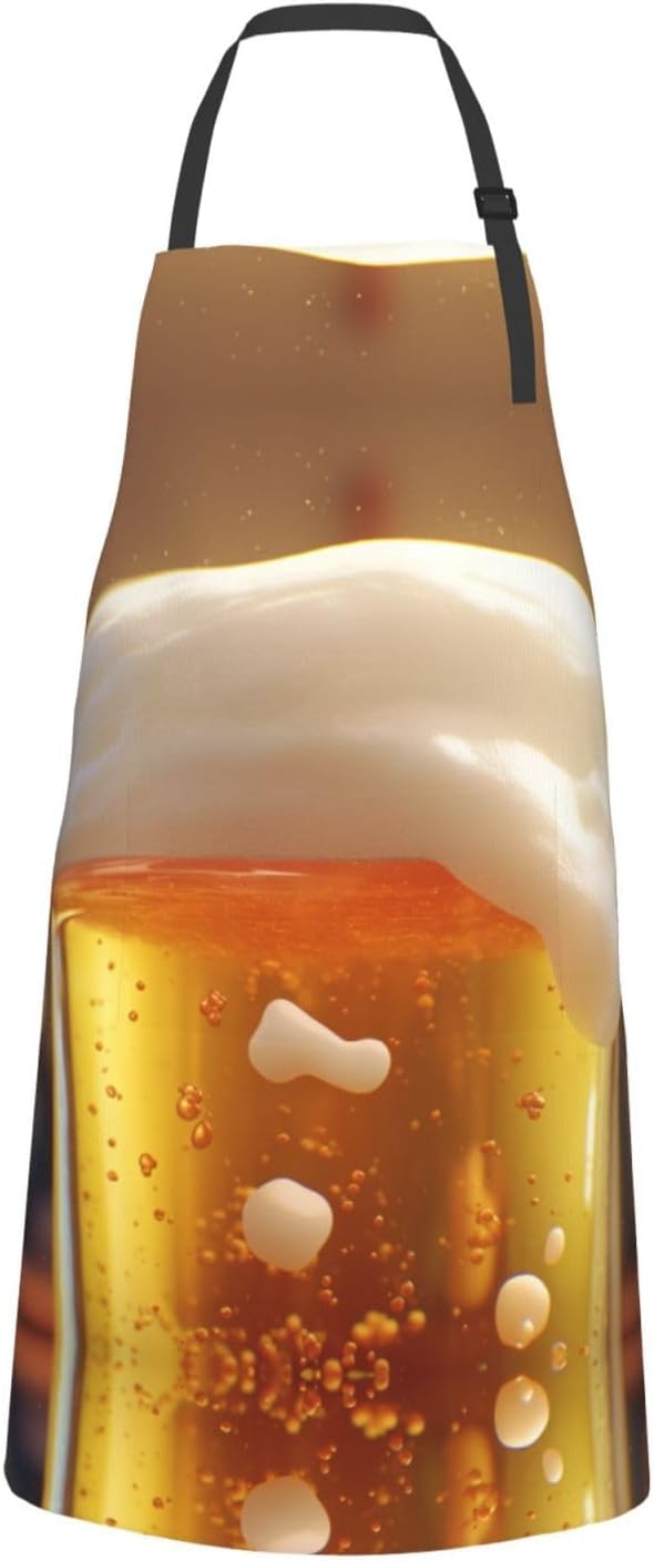 Beer Bubble print Waterproof apron with pocket adjustable cooking apro