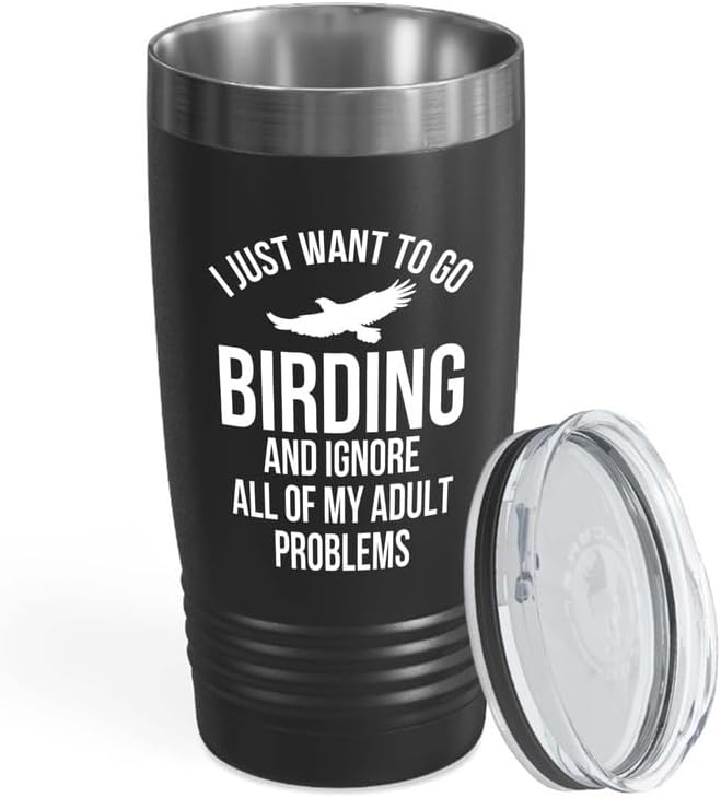 Birding Black Edition Viking Tumbler 20oz - Go birding - Bird Feeder B
