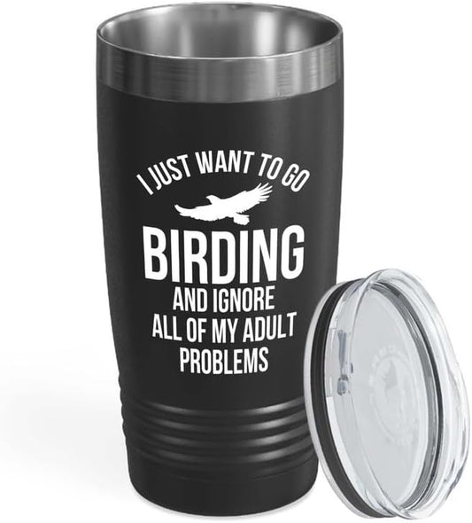 Birding Black Edition Viking Tumbler 20oz - Go birding - Bird Feeder B
