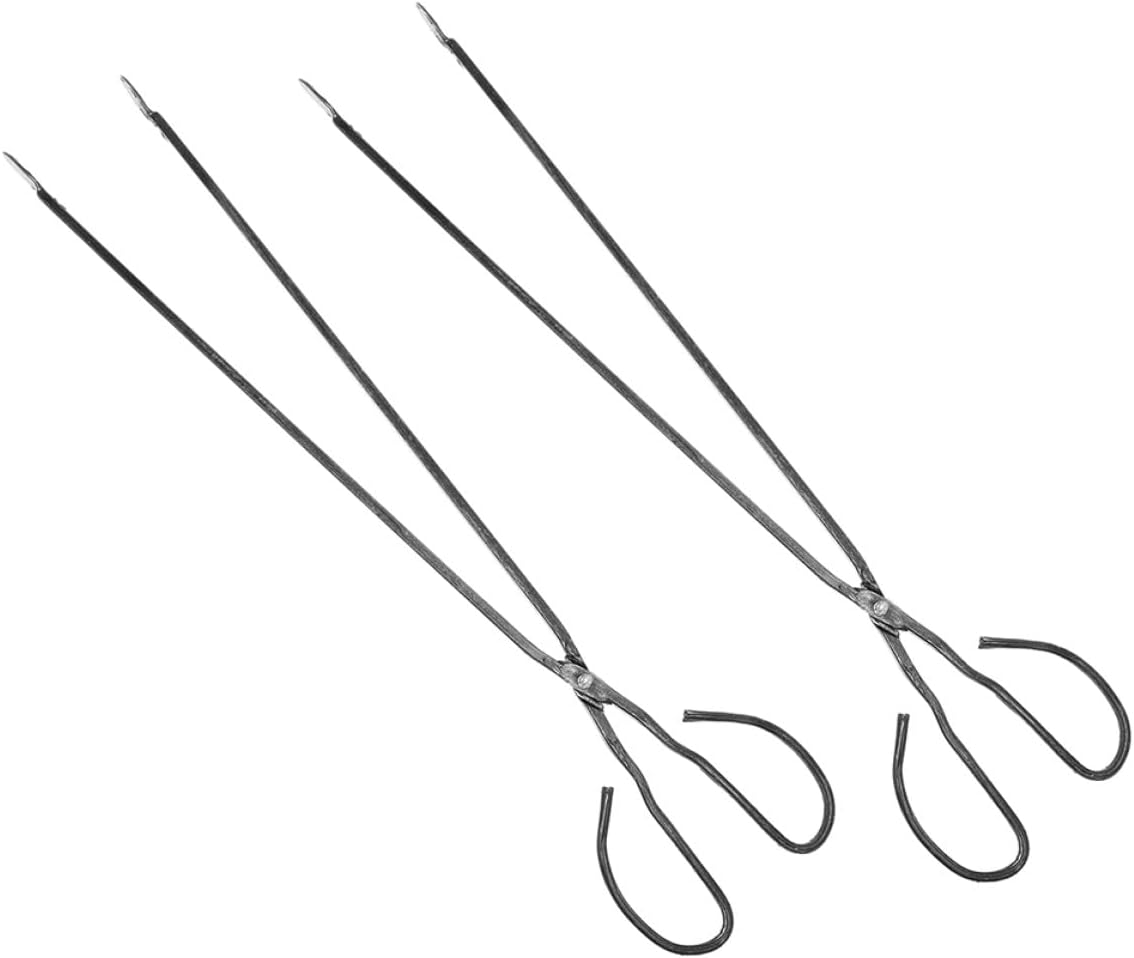 FAVOMOTO 2pcs 50cm Lengthened Iron Charcoal Tongs Household Bbq Clamp 