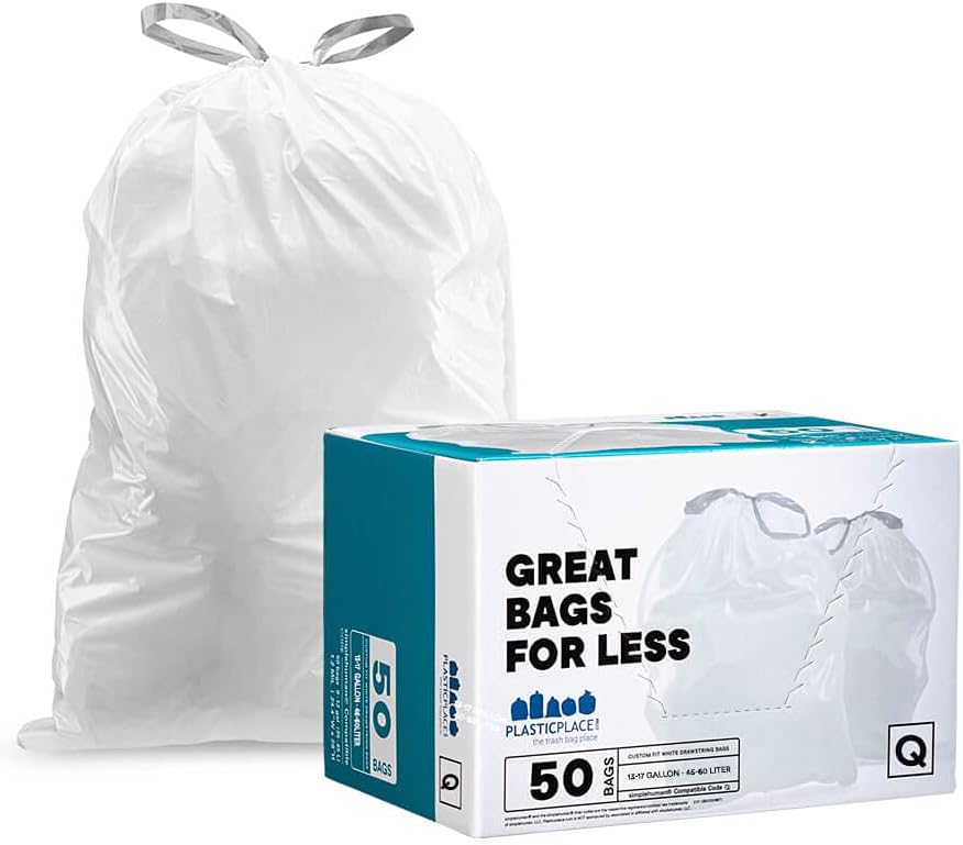 Plasticplace Custom Fit Trash Bags, Compatible with Simplehuman Code Q