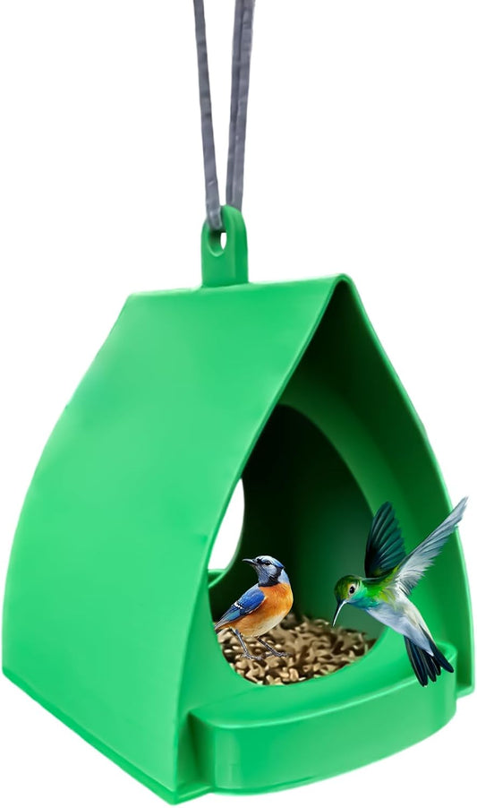 Outdoor Bird Feeder, Open Design Station, Hut-Shaped Hangable Feeder f