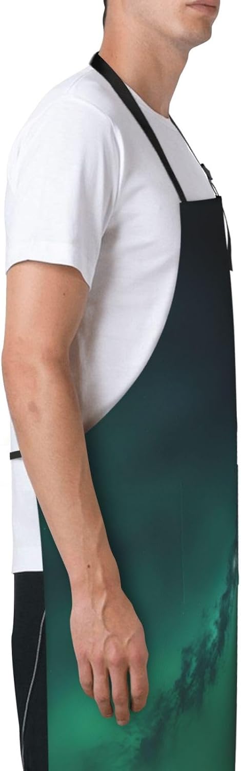 Galaxy Green print Waterproof chef's apron with pocket apron for kitch