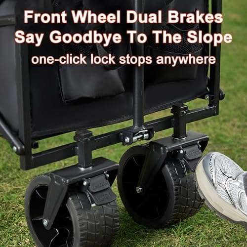 Heavy Duty Folding Camping Wagon Cart - 150Kg Capacity, Adjustable Handle, All-Terrain Wheels & Brake - Perfect for Beach, Garden, Picnic & Shopping