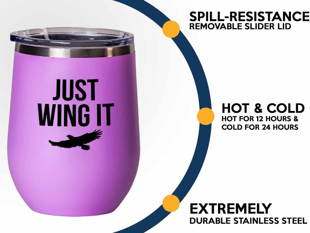 Birding Pink Edition Wine Tumbler 12oz - Just wing it - Bird Feeder Ba