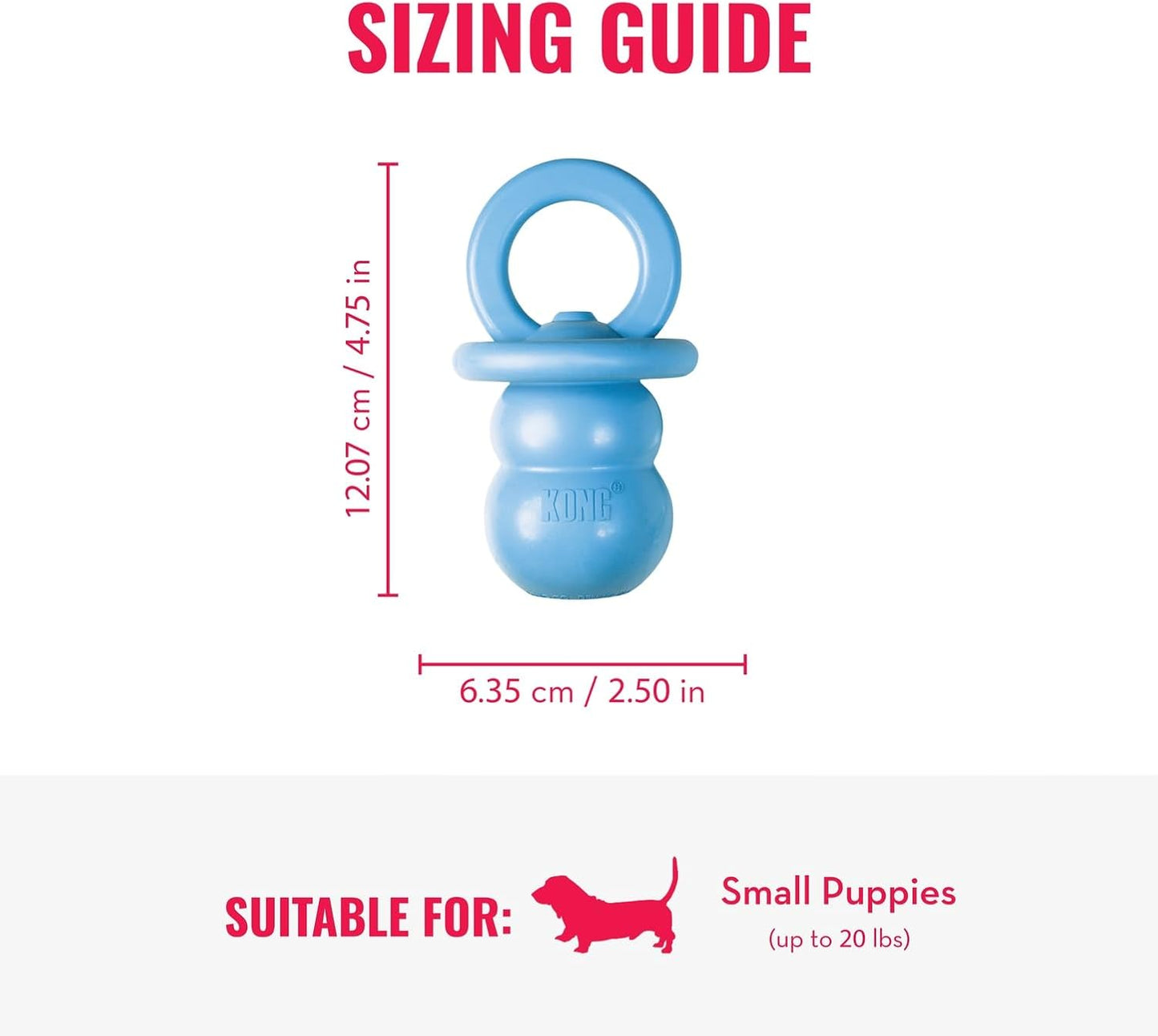 KONG Puppy Binkie - Pacifier Dog Toy for Puppies - Stuffable Treat Che