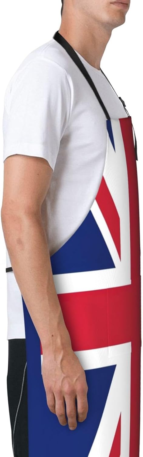 UK Flag print Waterproof apron with pocket adjustable cooking apron for adult kitchen bibs to bake