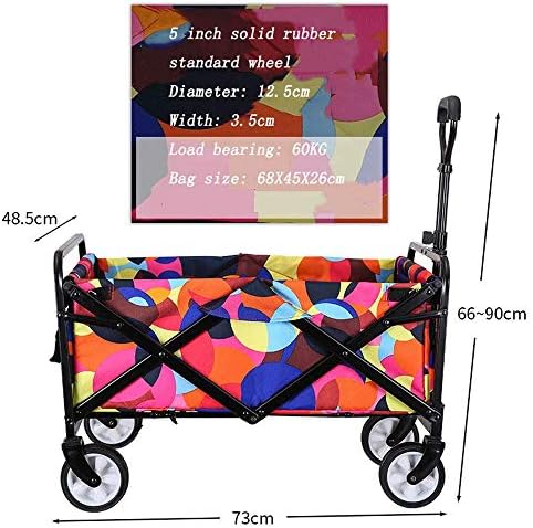Trolleys, Outdoor Foldiutility Wagon Foldiwagon, Outdoor Beach Trolley Withhandle, Garden Trailer Transport Trolley, for All Terrain