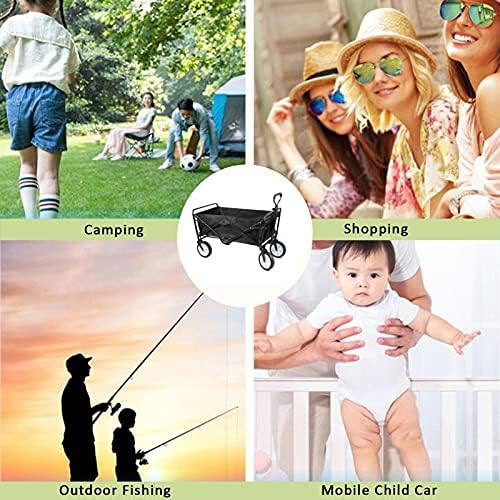 Portable Camping Cart,Beach Garden Trolley Cart Large Capacity Wagon Cart with Telescoping Handle Compact Outdoor Wheelbarrows for Camping Garden and Beach Use,Red