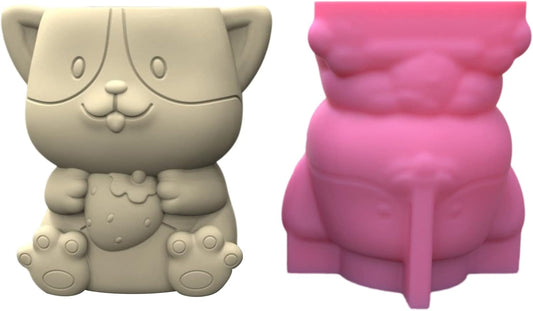 Little Dog Flower Pot Silicone Mold Concrete Candlestick Resin Planter Craft Casting Tool