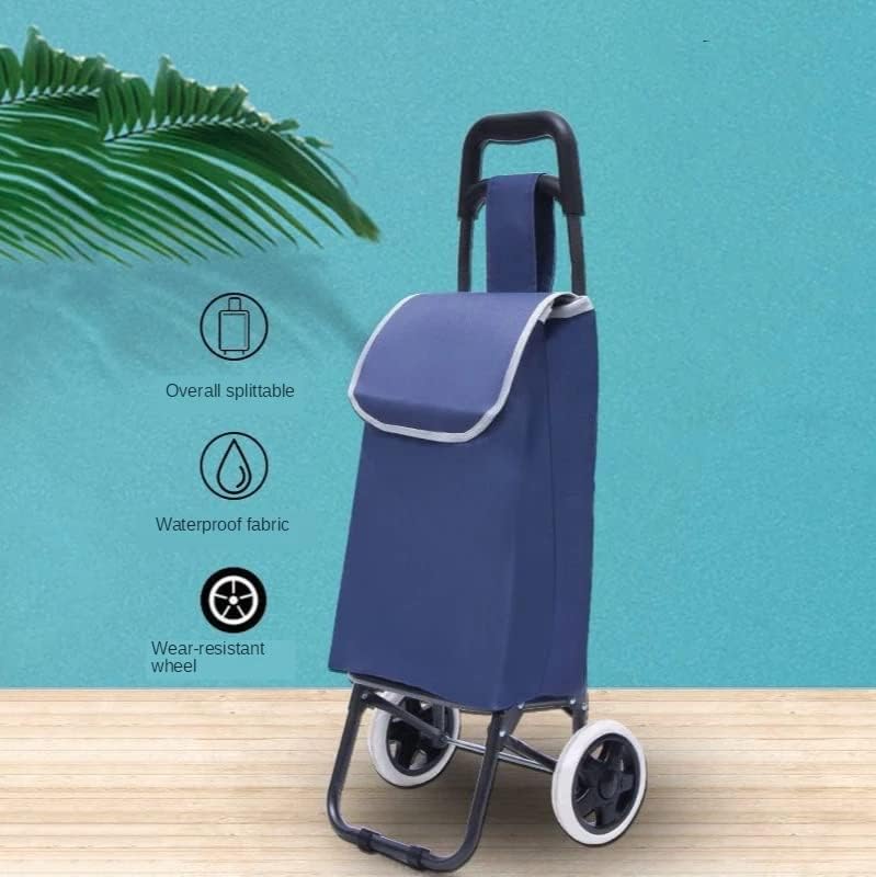JSEIAJB Portable Shopping Cart Trolley on Wheels Folding Shopper Bag B