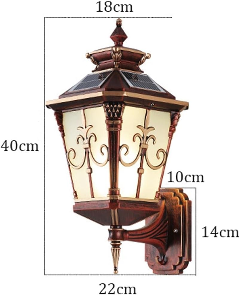 Outdoor Solar Wall Sconce, Exterior Wall Lamp, Waterproof Dusk to Dawn Sensor Lantern, Die-cast Aluminum with Decorative Glass, Light Fixture for Patio, Garden, Entryway Cottage