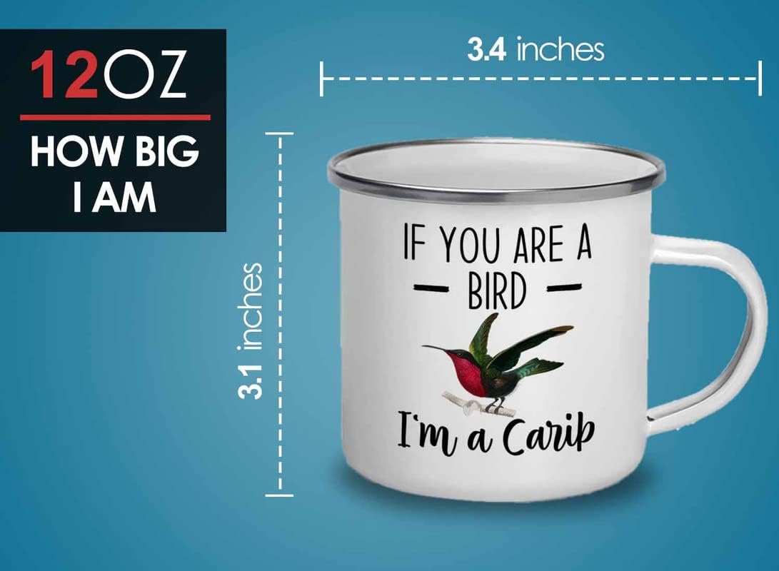 Bird Lover Camper Mug 12oz - Bird and Carib - Hummingbird Nest Cage Parrot Dad Gardening Outdoor Birdwatcher Feeder