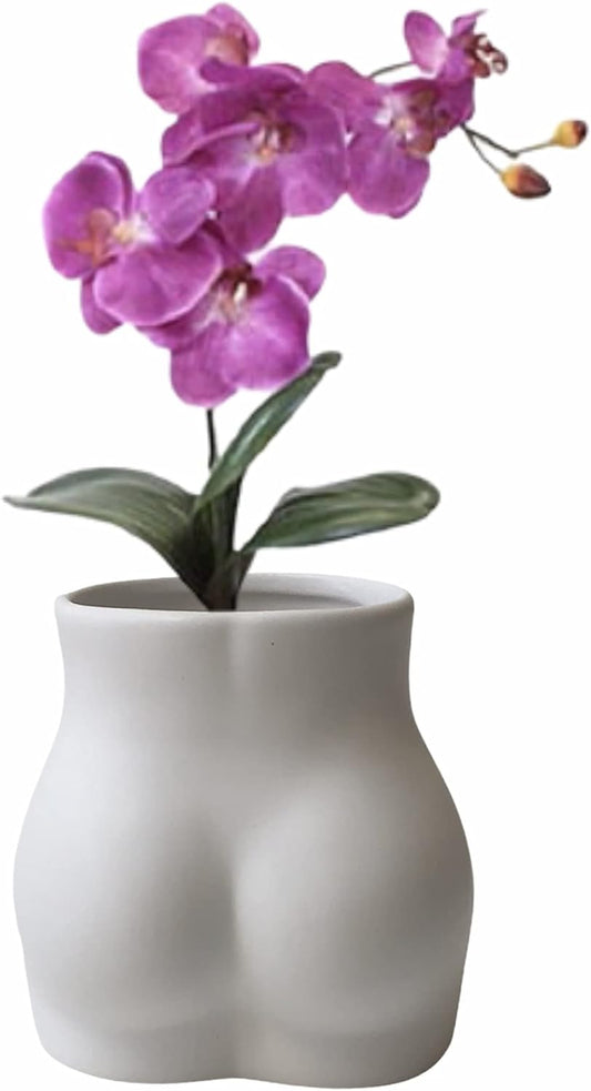 Butt Vase - Female Form Planter Pot - Cheeky Body Flower Vase - Boho Home Decor - Booty Shaped Ceramic White Matte