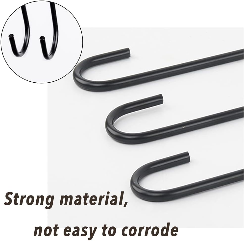 6 Pack 12 inch S Hooks for Hanging Plants, Bird Feeder, Kitchenware, Pots, Utensils,Flower Basket and Gardening Tool, Black Extra Long S Hooks Heavy Duty for Indoor Outdoor and Outdoor Uses