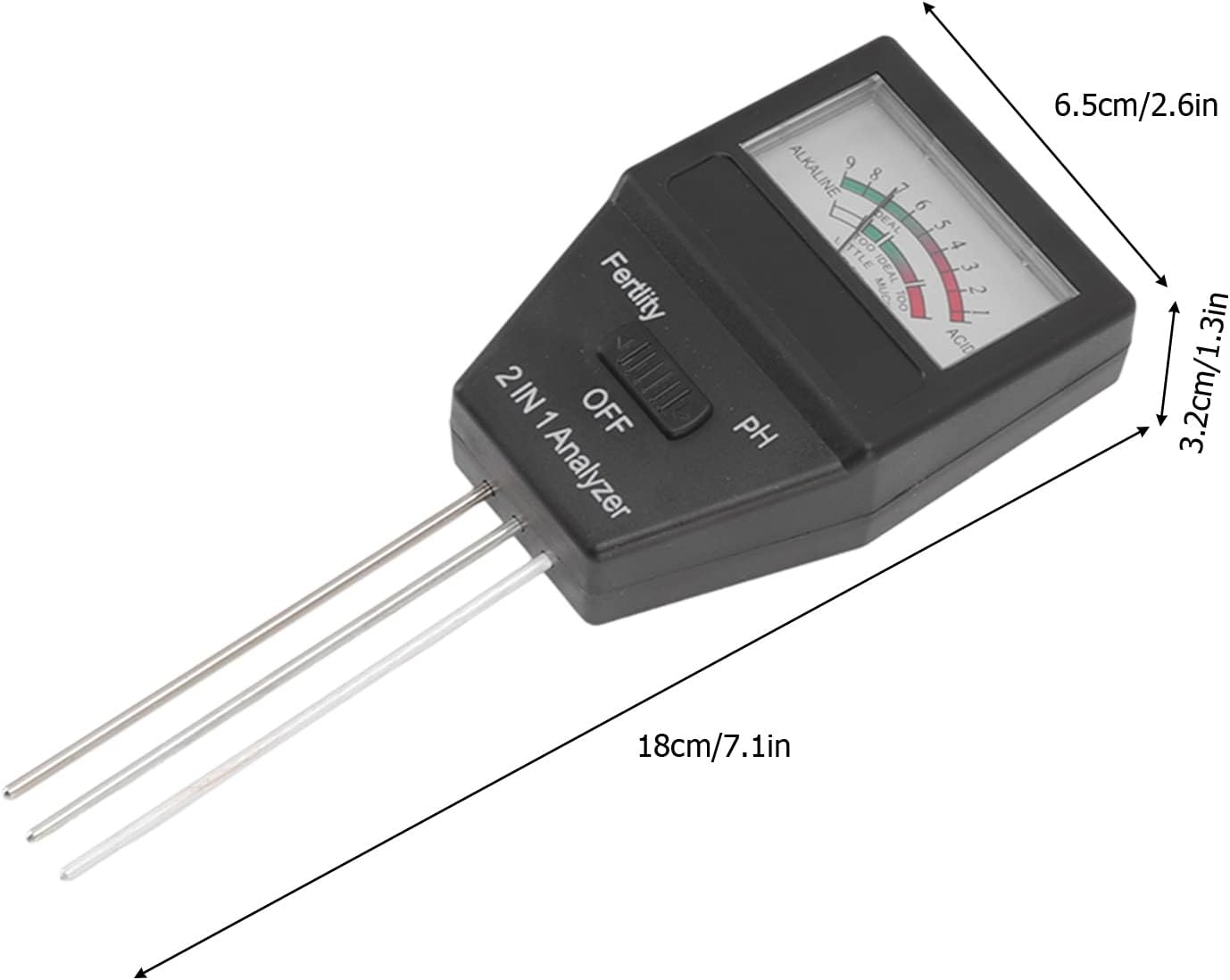 aqxreight 2 in 1 Soil Meter Fertility Tester with 3 Probes ABS Soil Me