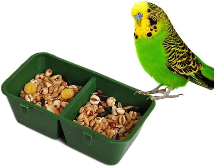 Bird Feeder Cup for Cage Hanging Plastic Conjoined 2 Cups Water Feed Trays for Parakeet for Poultry Feeding Poultry Feeding Cups Hanging Feeder