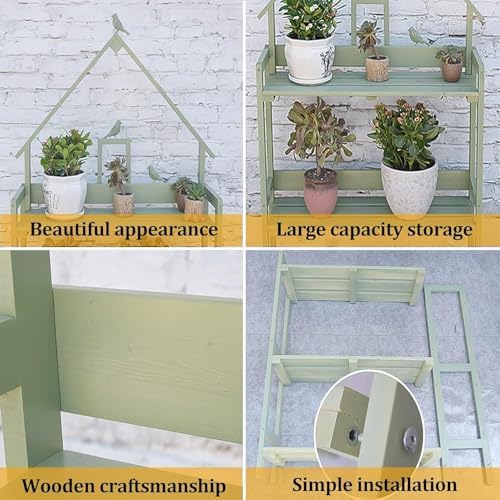 3-Tier Garden Plant Shelf with Workstation Table - Outdoor Potting Bench & Storage Cabinet for Patio, Green Gardening Organizer, Space-Saving Plant Stand, Durable & Stylish