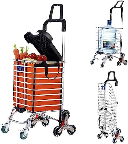 Heavy Duty Collapsible Wagon Cart with 8 Silent Universal Wheels, 360° Rotating Handle, 51KG Load Capacity, Foldable Folding Carts for Easy Stair Climbing and Transport