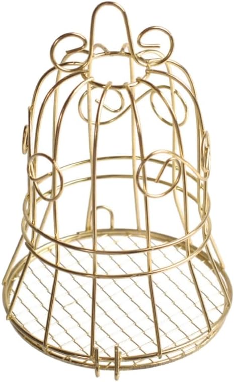 Outdoor Bird Feeder Small Hanging Fat Holder Gold Metal Cage Suet Ball