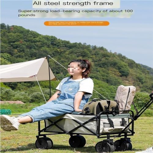 Portable Camping Cart,Folding Beach Camping Trolley Cart with Camp Tra