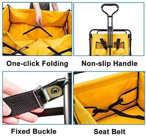 Portable Camping Cart,Foldigarden Wagon Cart Outdoor Park Utility Wagon Picnic Campicart for Outdoor/Festivals/Camping/Brown