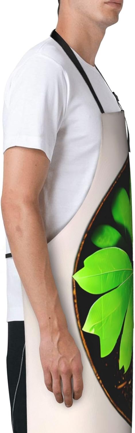 St Patricks Day Leaves print Waterproof chef's apron with pocket apron