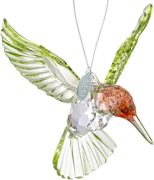 Crystal Suncatcher with Prism - Red-Throated Hummingbird Acrylic Ornament, Stunning Hummingbird Suncatcher or Bird Memorial Ornament, Includes Suction Cup, 2026 hangtag and Gift Box