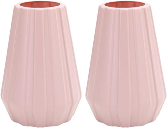 Milisten 2pcs Shatterproof Plastic Flower Vase Set Nordic Pink Dried Flower Pot Home Flowerpot Planter for Desktop and Water Cultivation Decor