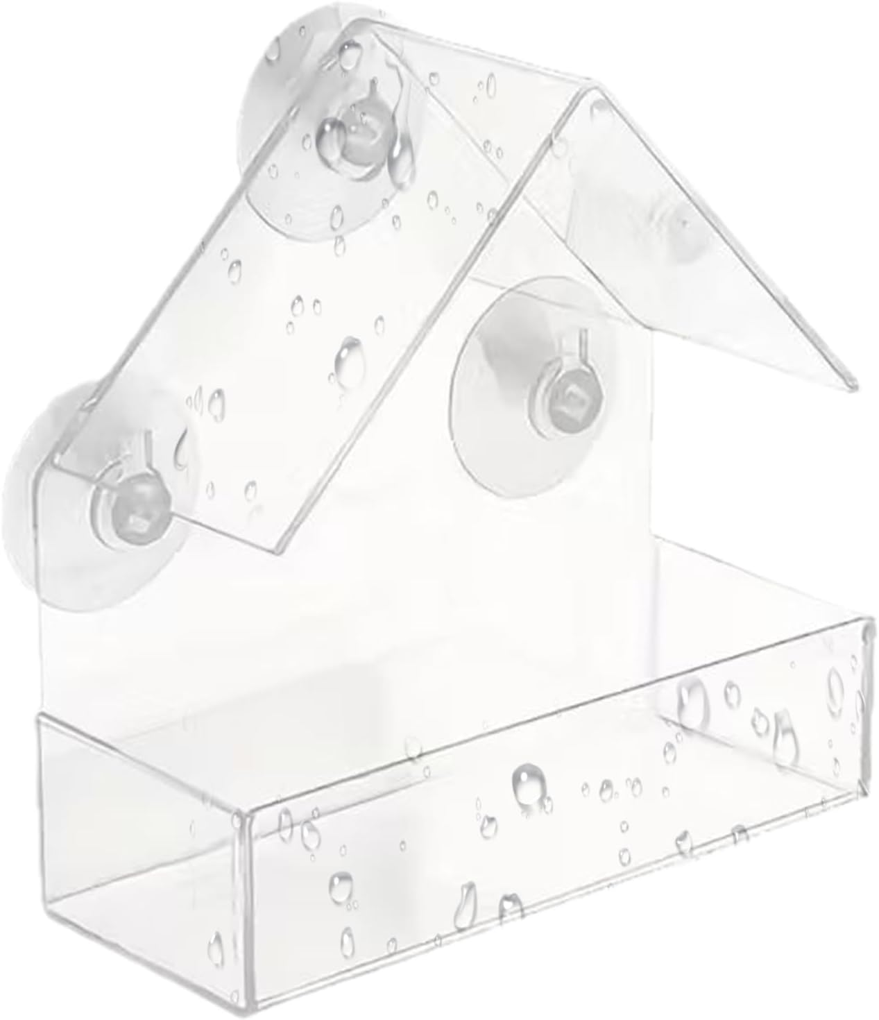 Window Bird Feeder - Clear Acrylic Large Capacity Birds Feeder, Safe Bird Feeding, Suction Cup Design for Window, Outside Garden, Outdoor Balcony, Backyard, Easy Fill, Clean