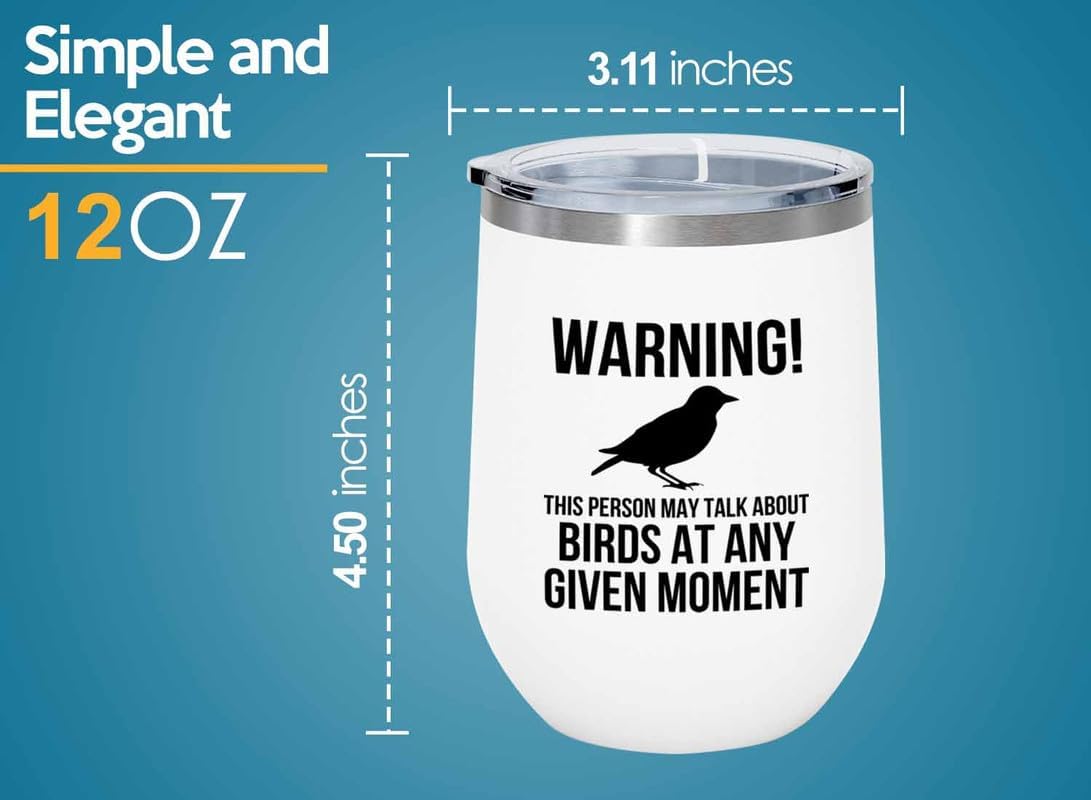 Birding White Edition Wine Tumbler 12oz - May talk about birds - Bird 